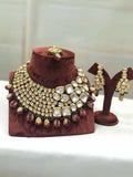 Ishhaara Maroon Big Kundan Semi Precious Bridal Necklace