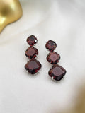 Ishhaara Maroon Classic Stone Studded Earrings