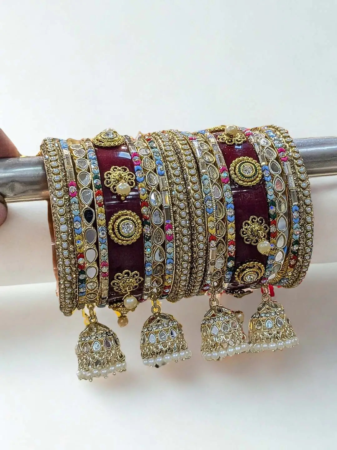 Ishhaara Maroon Classy Handcrafted Stone And Crystal Studded Chooda