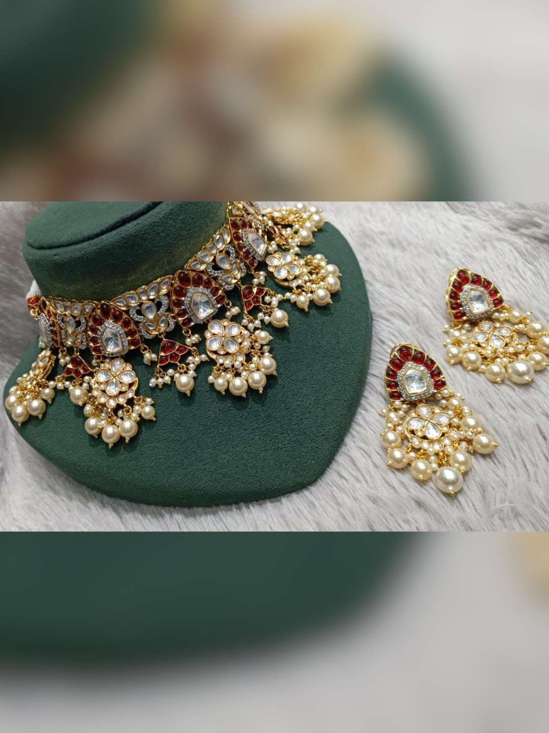 Ishhaara Maroon Color Kundan Meenakari Necklace