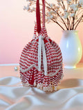 Ishhaara Maroon Crystal Fringe Potli