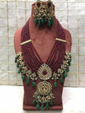 Ishhaara Maroon Dual Pendant Necklace