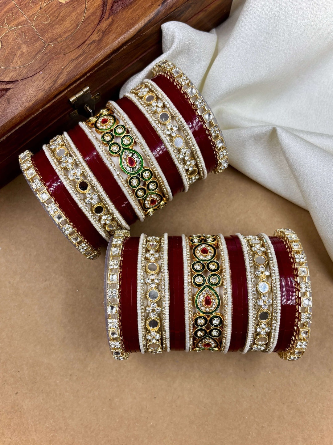 Ishhaara Maroon Embroidered Blouse - A woman wearing a maroon blouse with gold embroidery - view 4
