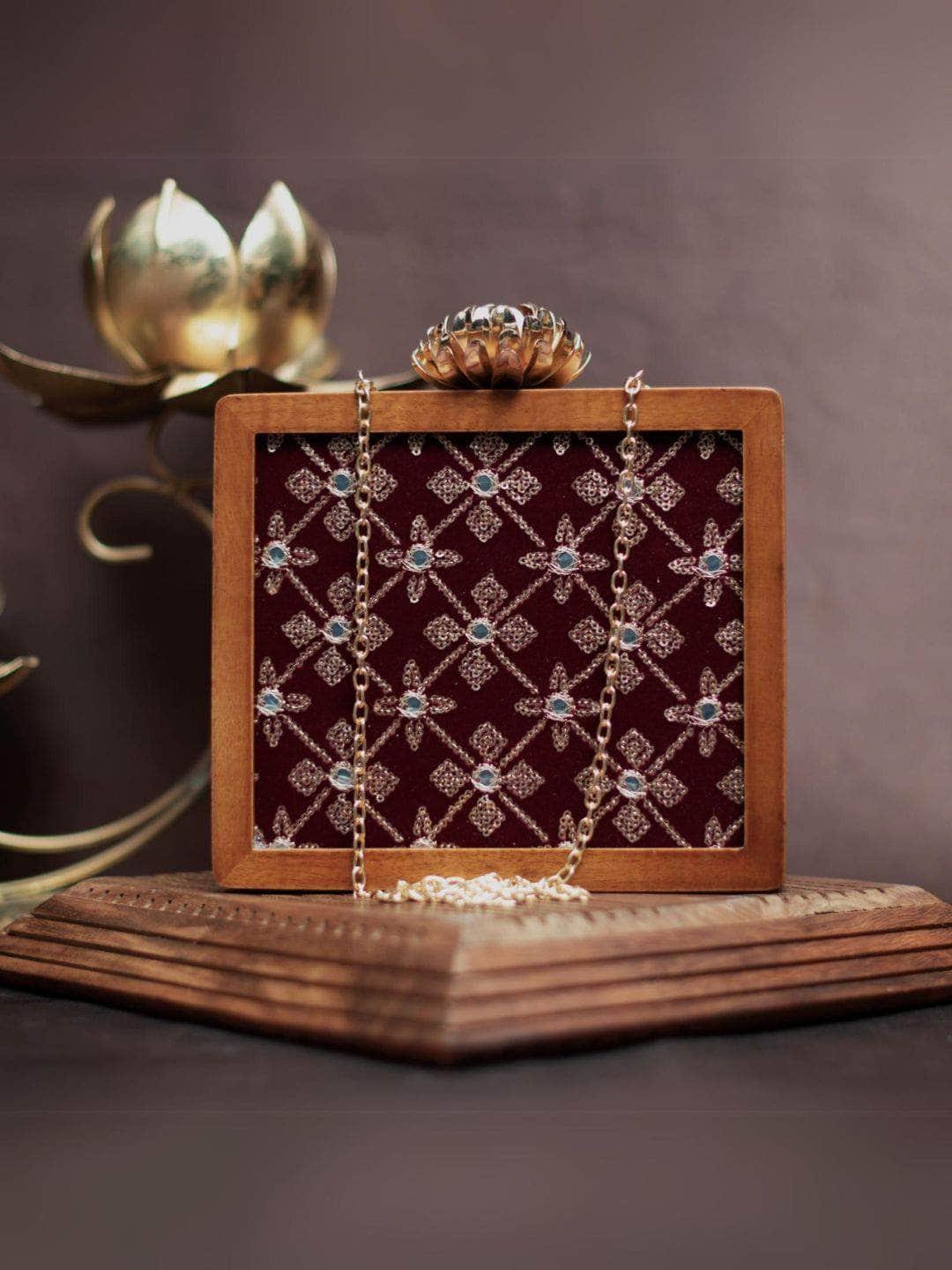 Ishhaara Embroidery Wooden Clutches