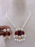 Ishhaara Maroon Fusion Pearl Necklace Set