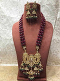 Ishhaara Maroon Inverted Mango Pendent Necklace