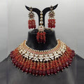 Ishhaara Maroon Kundan Choker Coral Tassel Necklace Set