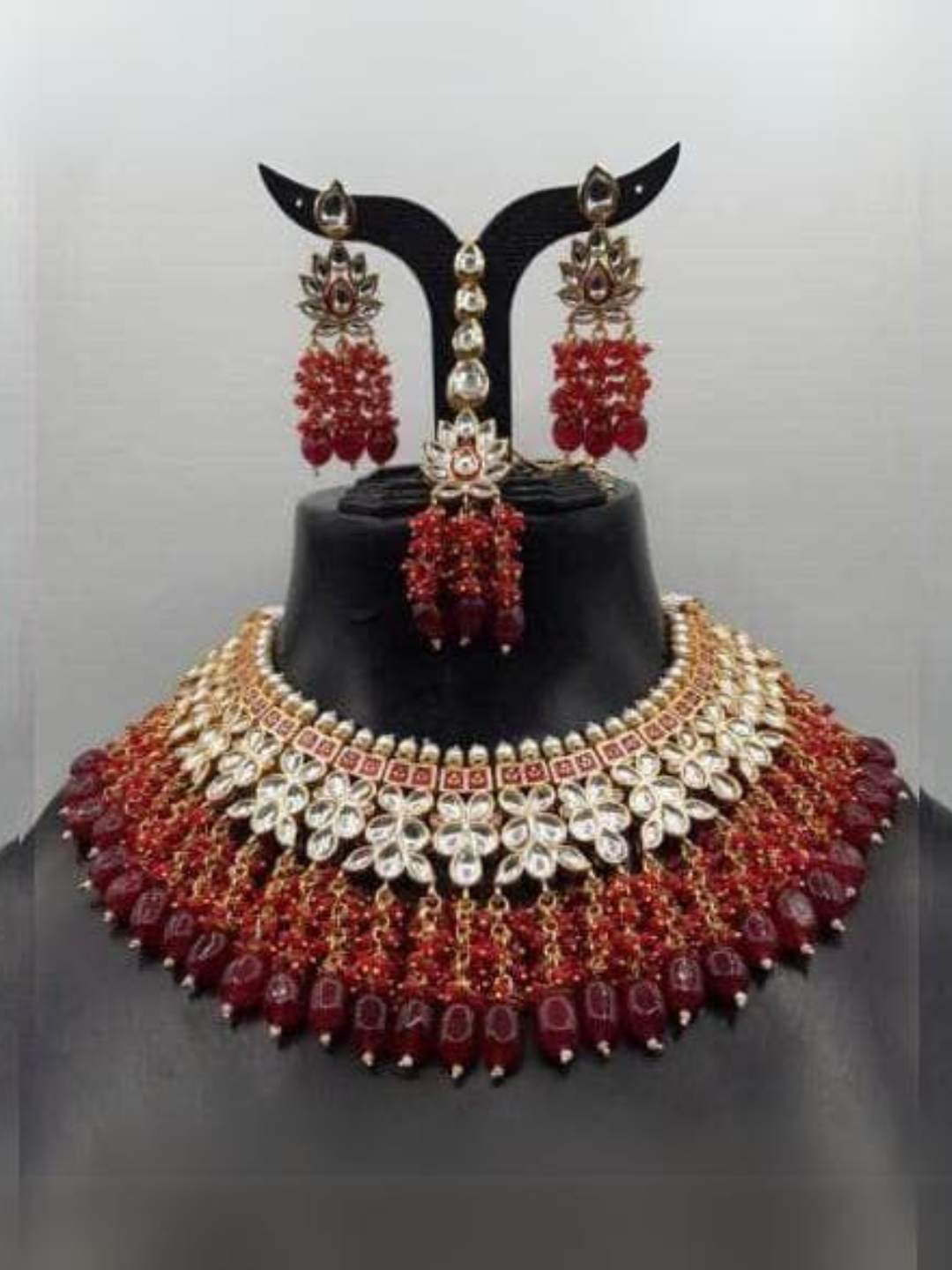 Ishhaara Kundan Choker Coral Tassel Necklace Set
