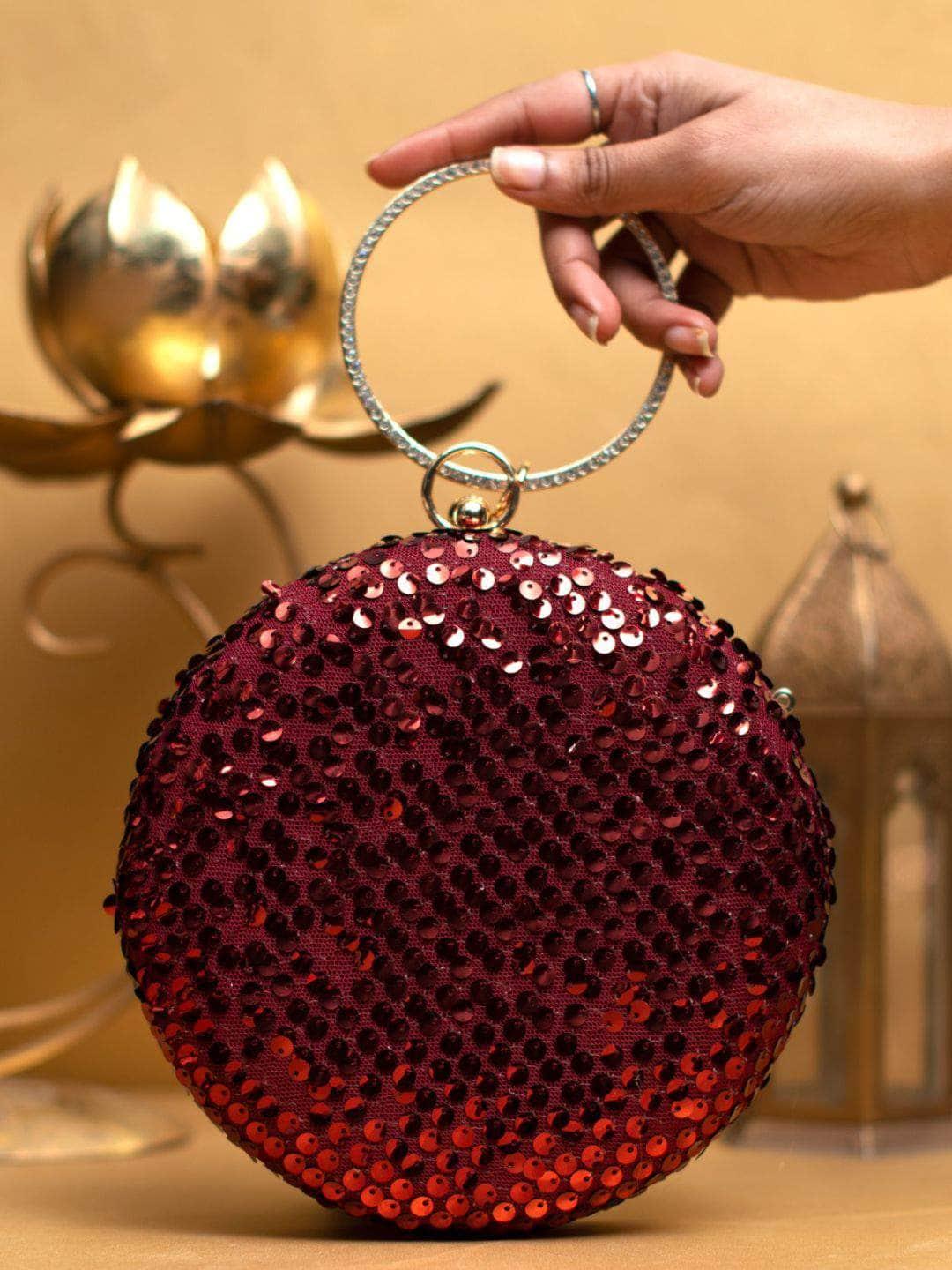 Ishhaara Luxurious Round Sequence Clutch