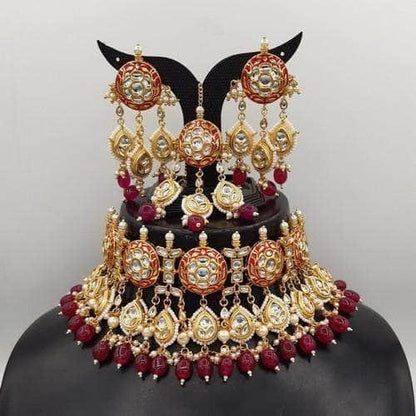 Ishhaara Meena Round Jadau Choker Necklace Set