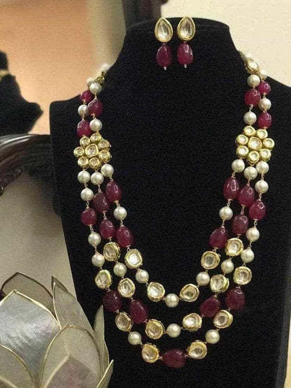 Ishhaara Multi Colored Triple Layered Necklace