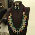 Ishhaara Maroon Multi Drop Long Necklace Set
