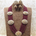 Ishhaara Maroon Patchi Kundan Chakra Long Necklace