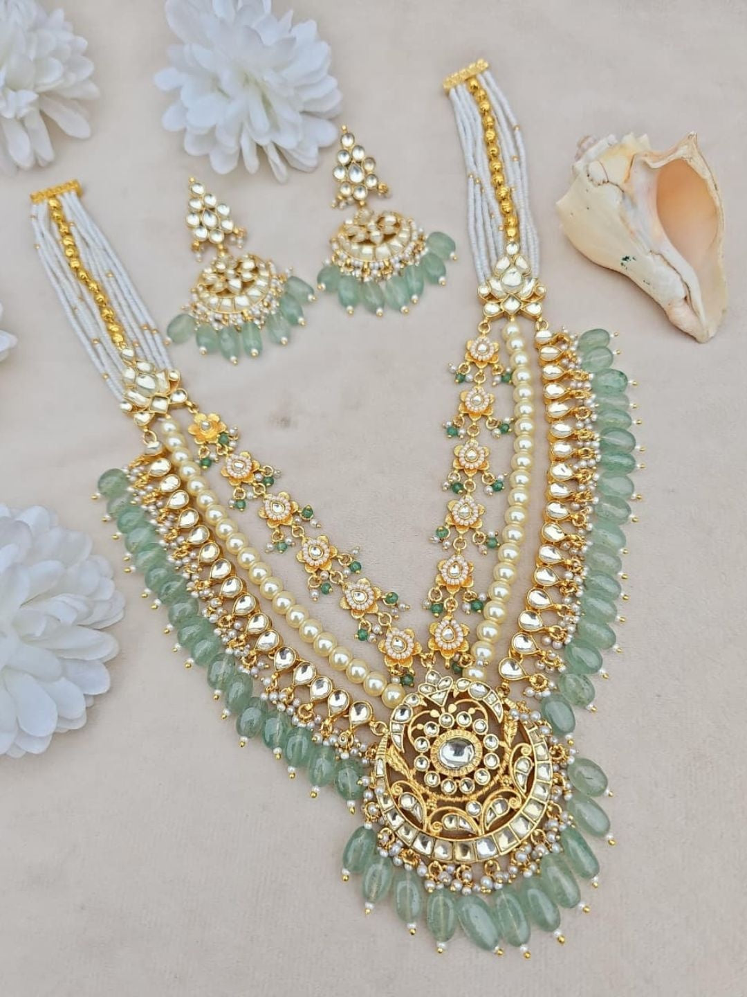 Ishhaara Maroon Pearl Beaded Necklace Set - handcrafted Indian jewellery