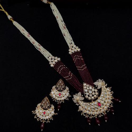 Ishhaara Pink Polki Pendant Set With Chid Bunches