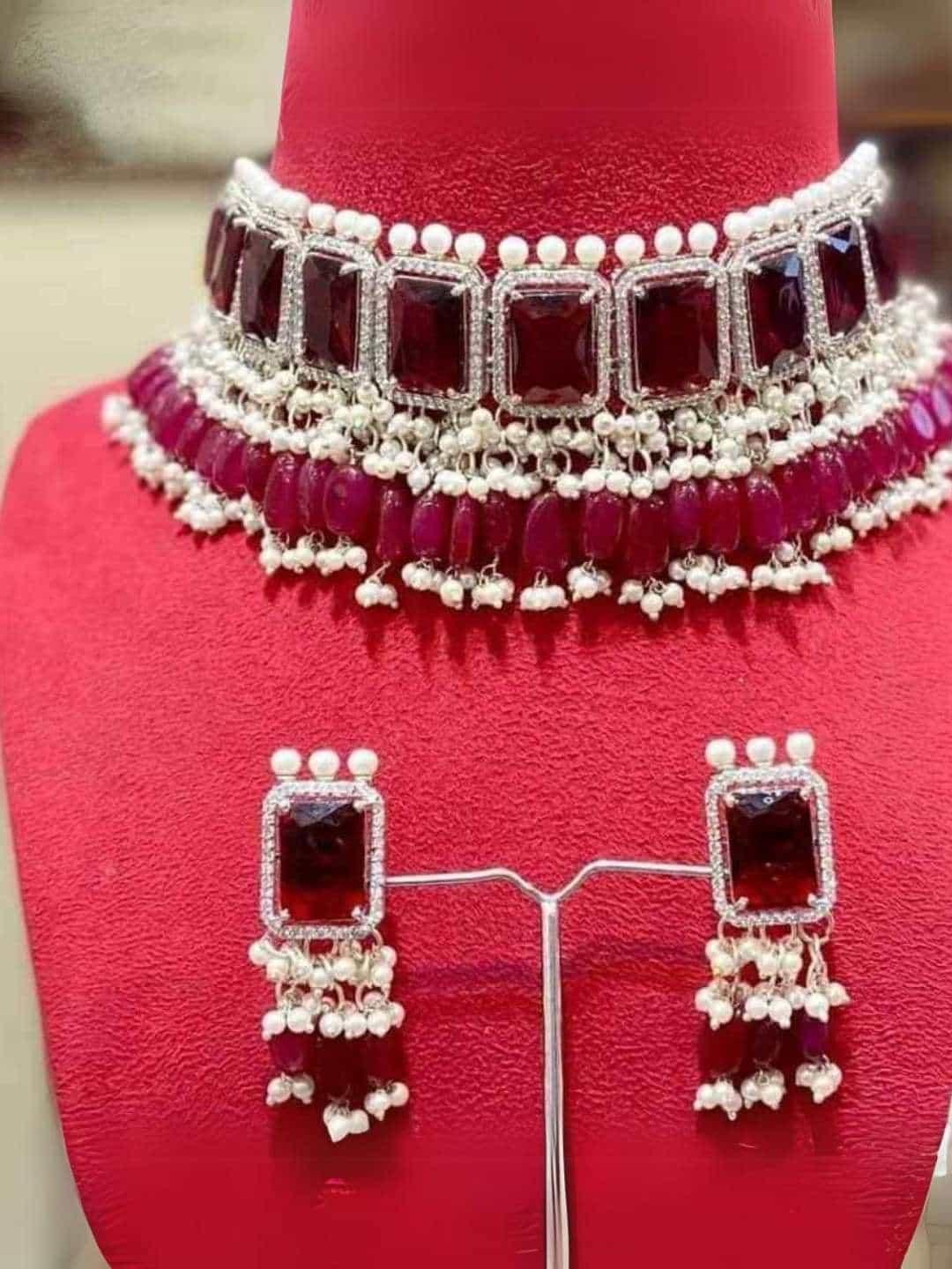 Ishhaara Rectangular Ad Stone Choker Set