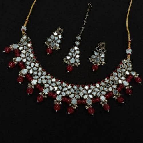 Ishhaara Simple Mirror Necklace Set