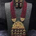 Ishhaara Maroon Triangular Center Patch Necklace