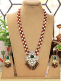 Ishhaara Maroon Two Layered Royal Pearl Necklace