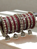 Ishhaara Maroon Uncut Kundan American Diamond Bangles Set