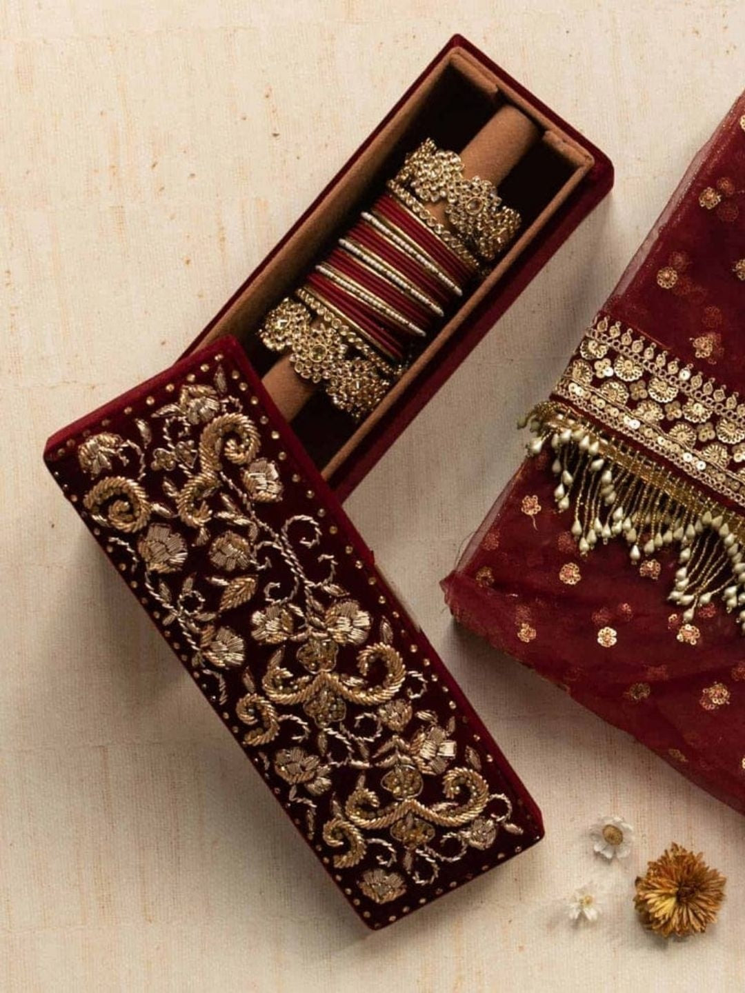 Ishhaara Maroon Meenakari Kangan Bangle Set — handcrafted Indian jewellery