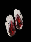 Ishhaara Maroon Zircon Rain Drop Dangler Earrings