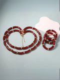 Ishhaara Marron Beads Necklace Bracelet Set