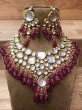 Ishhaara Marroon Big Kundan Precious Stone Necklace