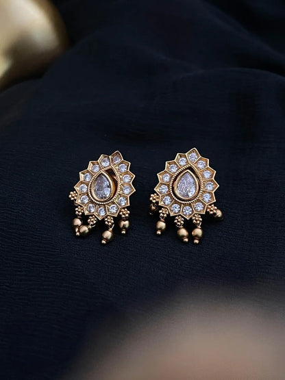 Ishhaara Matte Finish Cz Ruby Green Blue White Changeable Earrings