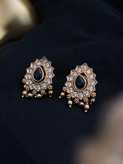 Ishhaara Matte Finish Cz Ruby Green Blue White Changeable Earrings