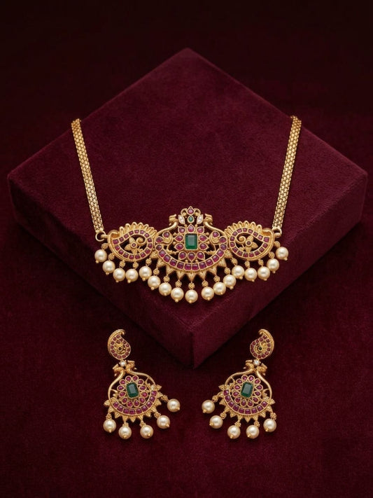 Ishhaara Matte Finish Peacock Choker Set