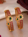 Ishhaara Matte Finish Ruby Green And White Bangles