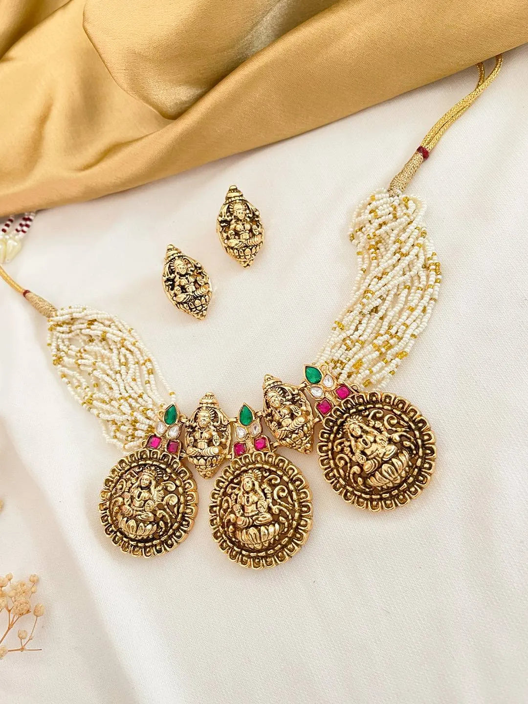 Ishhaara Matte Kemp Lakshmi Sugar Bead Choker Set