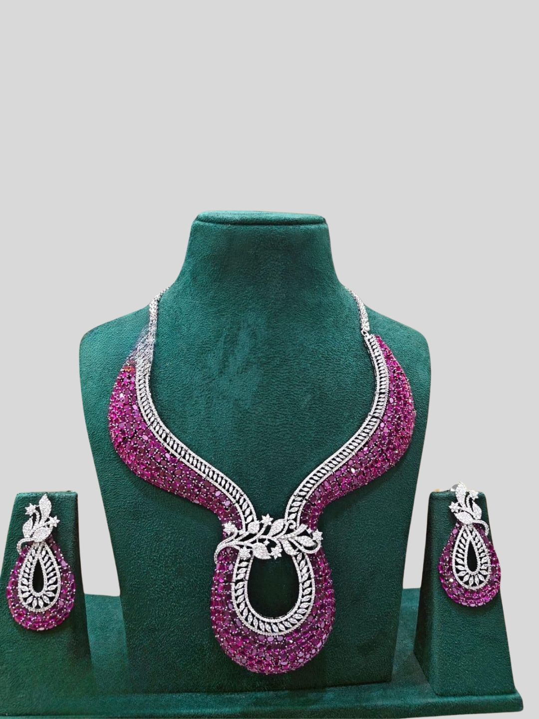 Ishhaara Meave Majenta American Diamond Set