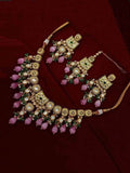 Ishhaara Meena AD Jadau Kundan Necklace Earring And Teeka Set