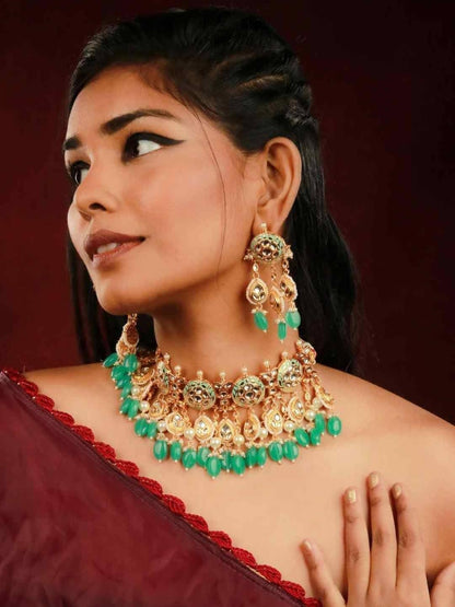 Ishhaara Meena Round Jadau Choker Necklace Set