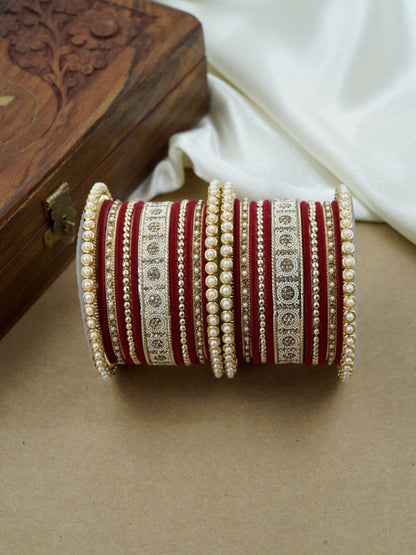 Ishhaara Meenakari Green Velvet Bangle Set — handcrafted Indian jewellery - view 21