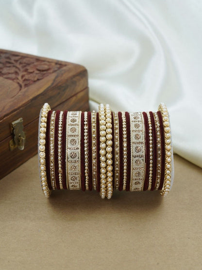 Ishhaara Meenakari Green Velvet Bangle Set — handcrafted Indian jewellery - view 6