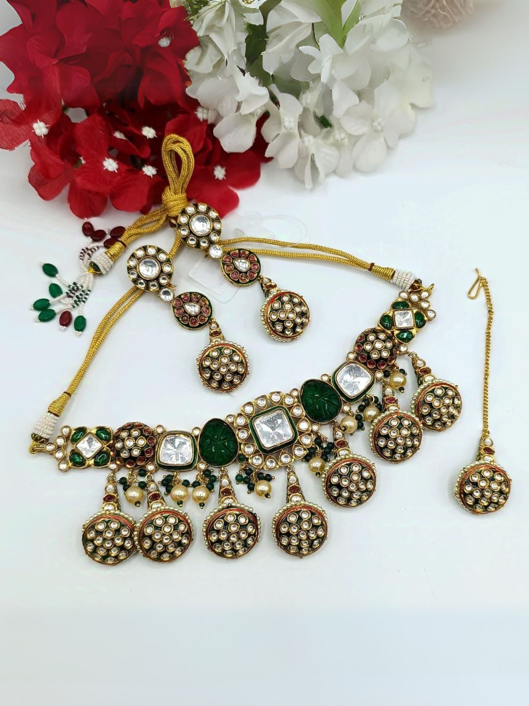 Ishhaara Meenakari Heavy Polki Studded Bridal Choker Set