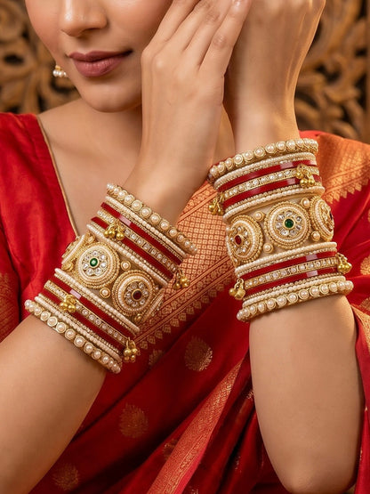 Ishhaara Meenakari Kundan Bangle Cuffs — handcrafted Indian jewellery
