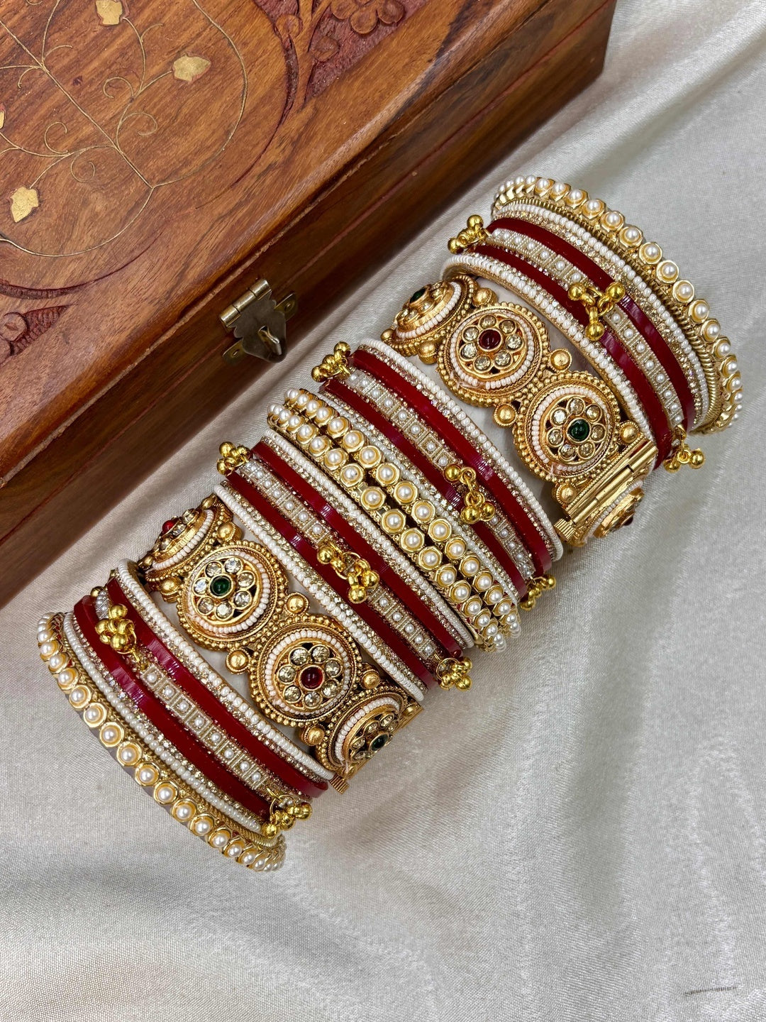 Ishhaara Meenakari Kundan Bangle Cuffs — handcrafted Indian jewellery - view 5