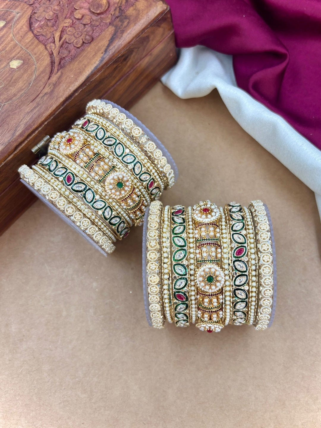 Ishhaara Meenakari Kundan Bangle Pair — handcrafted Indian jewellery