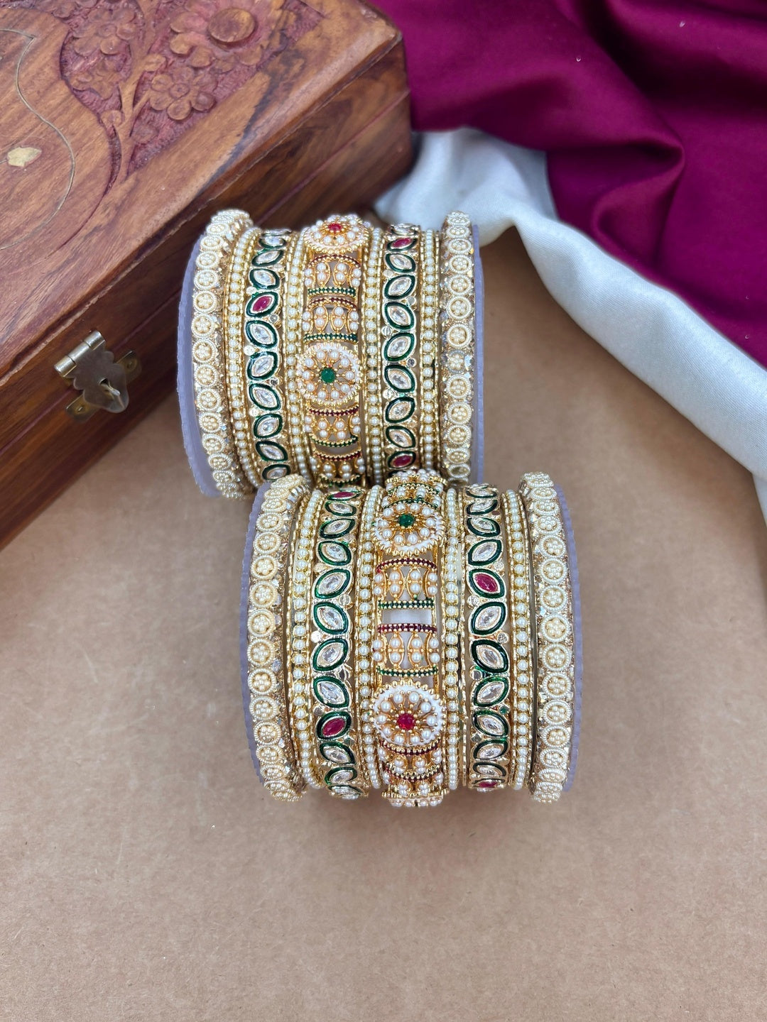 Ishhaara Meenakari Kundan Bangle Pair — handcrafted Indian jewellery - view 2