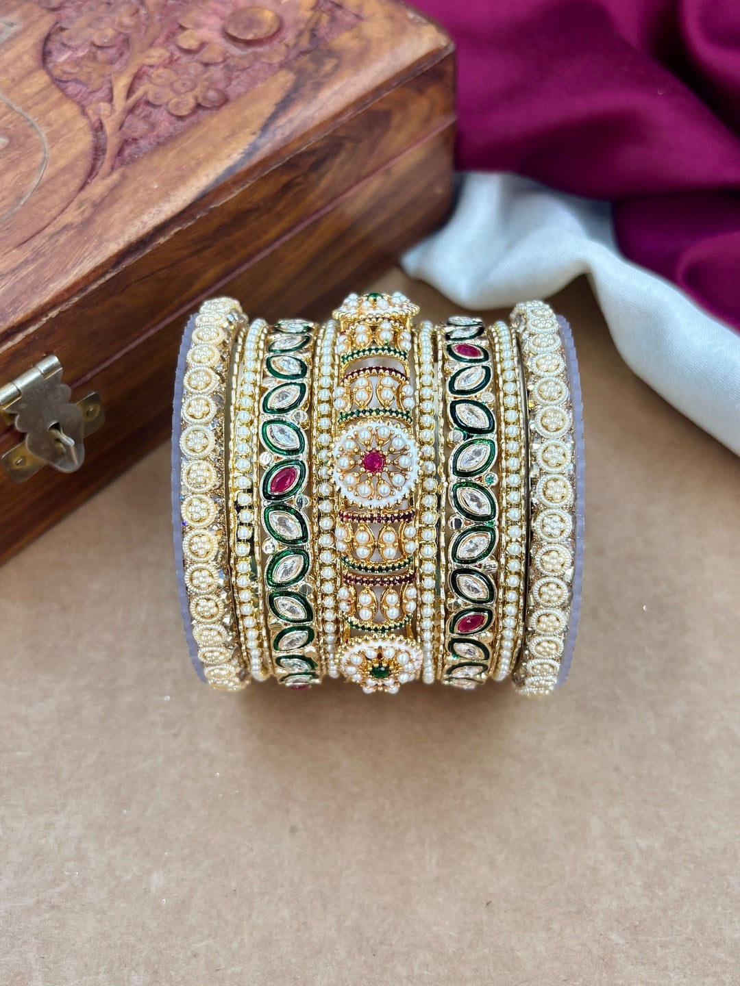 Ishhaara Meenakari Kundan Bangle Pair — handcrafted Indian jewellery - view 3