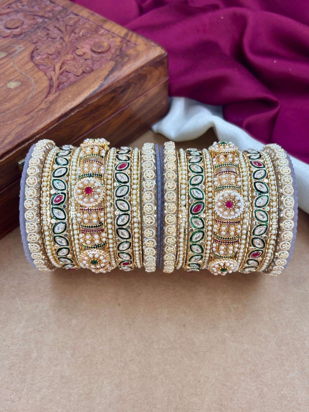 Ishhaara Meenakari Kundan Bangle Pair — handcrafted Indian jewellery - view 5