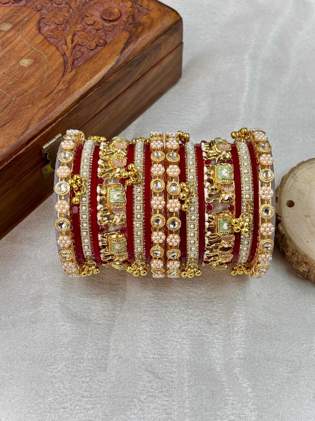 Ishhaara Meenakari Kundan Bangle Set — handcrafted Indian jewellery - view 4