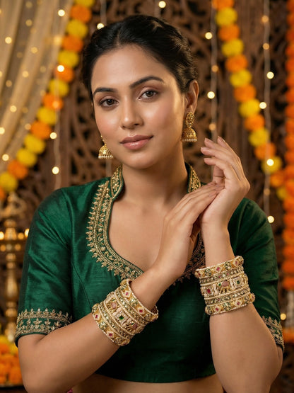 Ishhaara Meenakari Kundan Bangle Set — handcrafted Indian jewellery - view 2