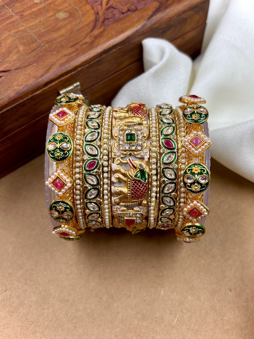 Ishhaara Meenakari Kundan Bangle Set — handcrafted Indian jewellery - view 3