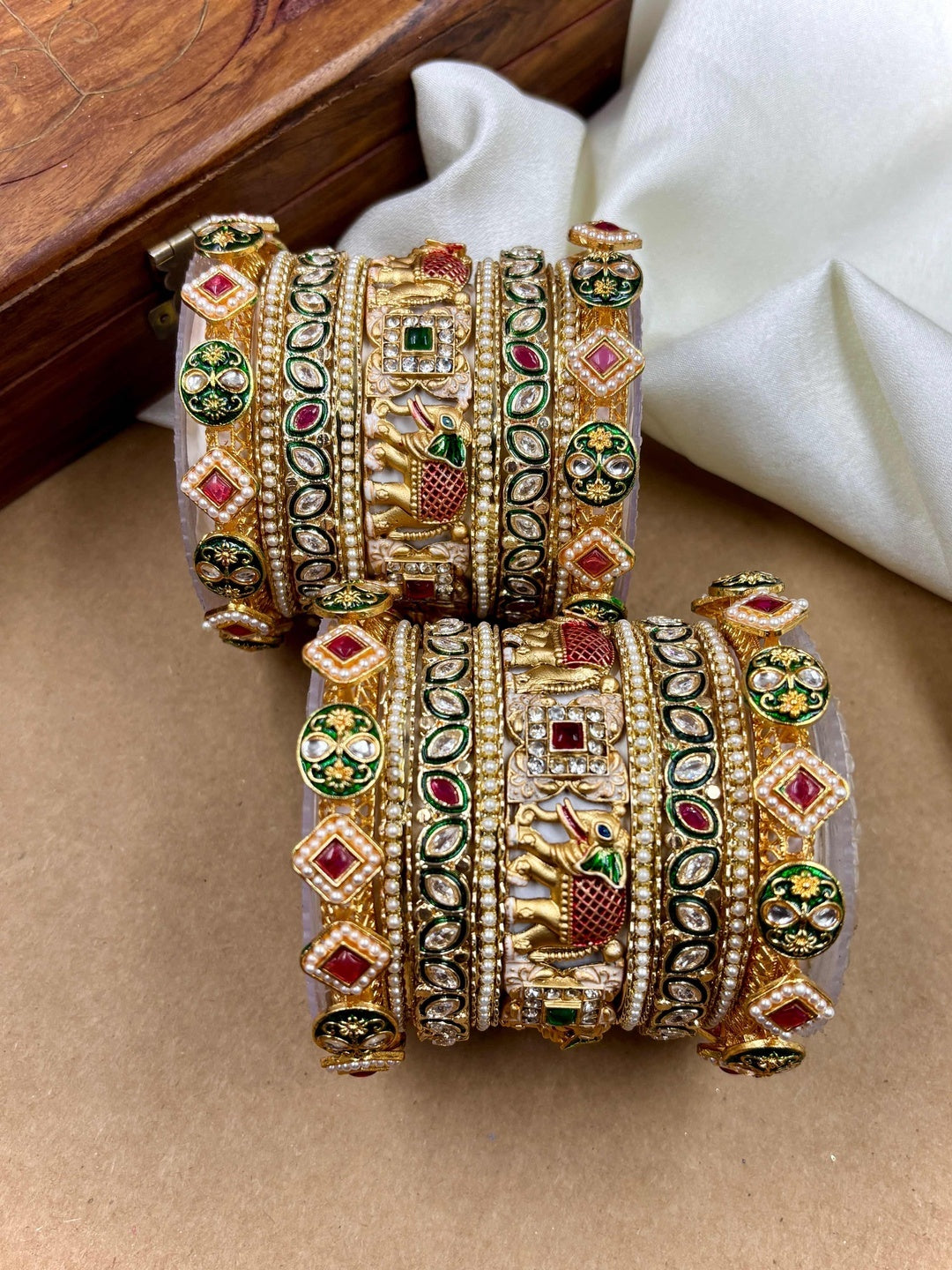 Ishhaara Meenakari Kundan Bangle Set — handcrafted Indian jewellery - view 4