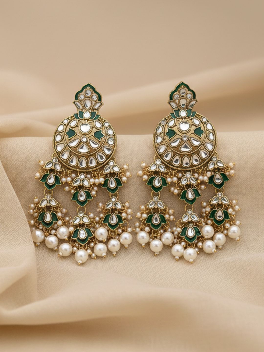 Ishhaara Meenakari And Kundan Work Chandbali Earrings